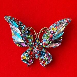 Multicolor Crystal Butterfly Brooch - Women Jewelry